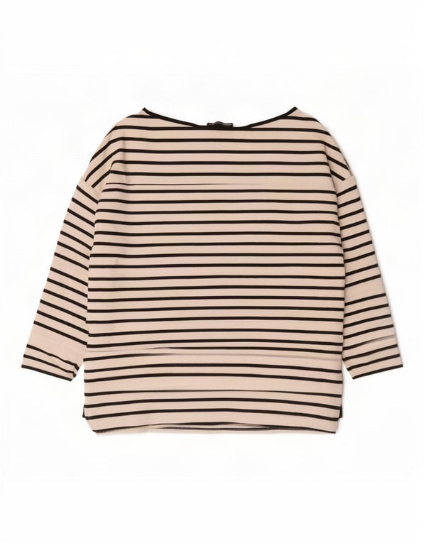 Zara Womens Oversized Top 3/4 Sleeve UK 10 Small White Striped