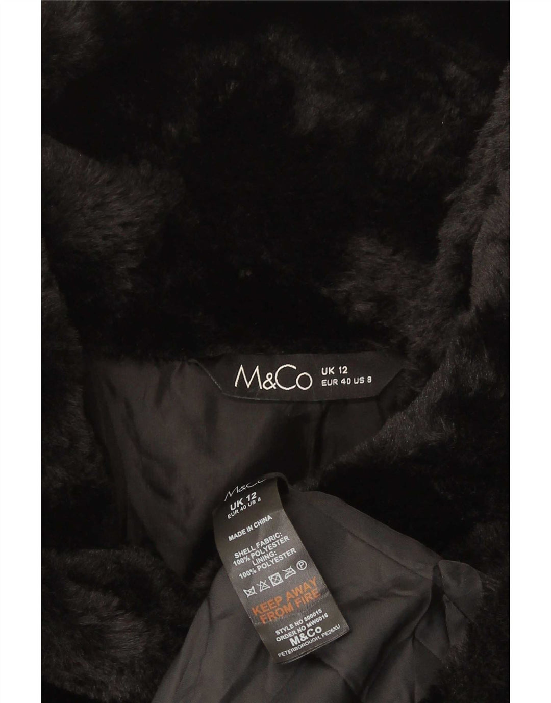 M&Co Womens Faux Fur Gilet UK 12 Medium Black Polyester