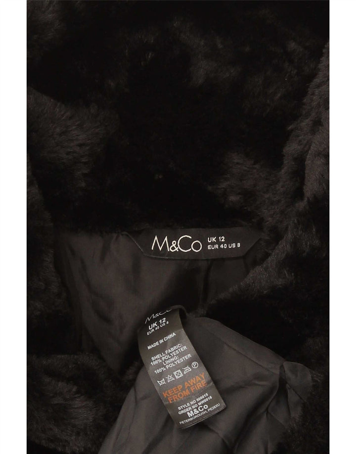 M&Co Womens Faux Fur Gilet UK 12 Medium Black Polyester