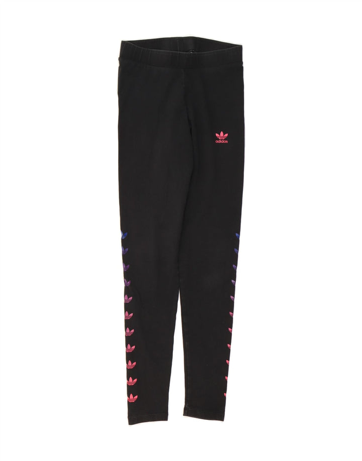 ADIDAS Womens Graphic Leggings UK 8 Small  Black Cotton Vintage Adidas and Second-Hand Adidas from Messina Hembry 