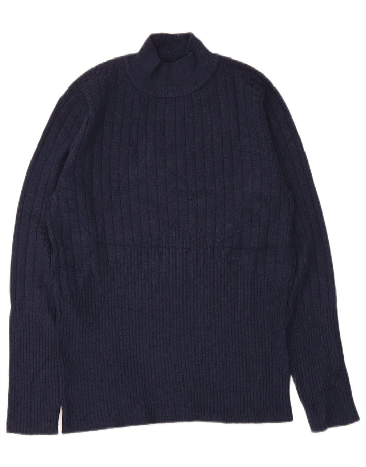 Marks & Spencer Dame Turtle Neck Jumper Sweater UK 12 Medium Navy Blue