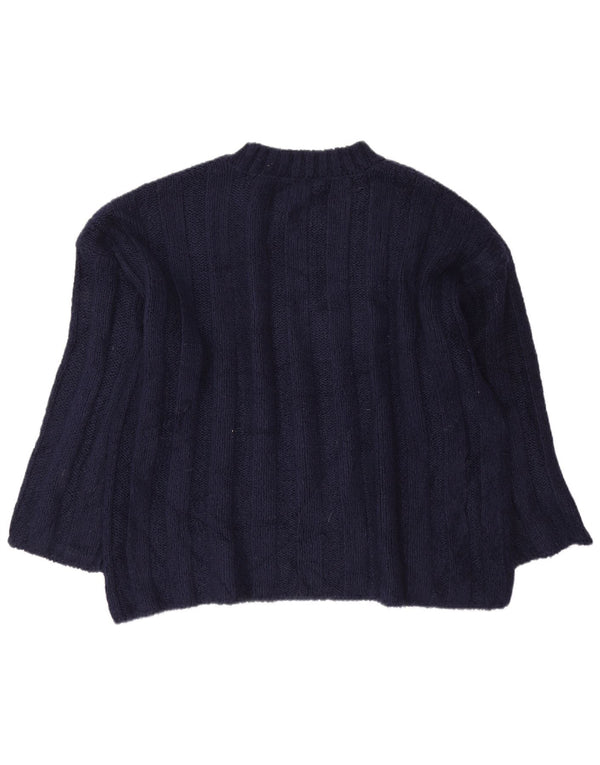 Zara Dame Oversized Crew Neck Jumper Sweater UK 14 Medium Navy Blue