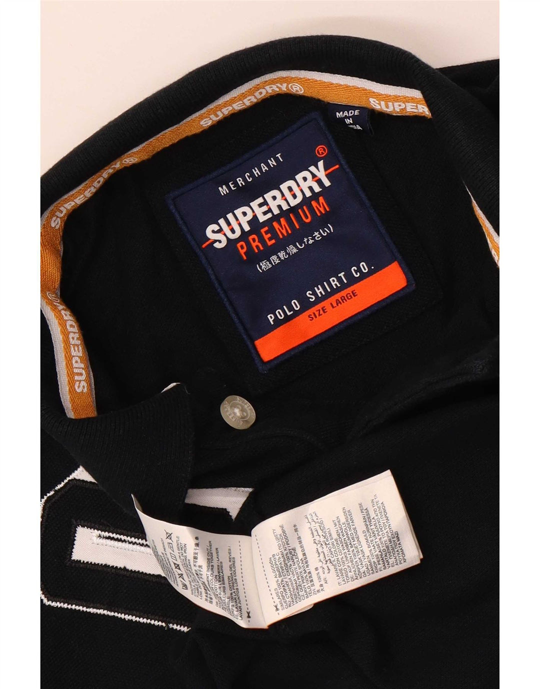 Superdry grafisk poloshirt til mænd, stor sort bomuld