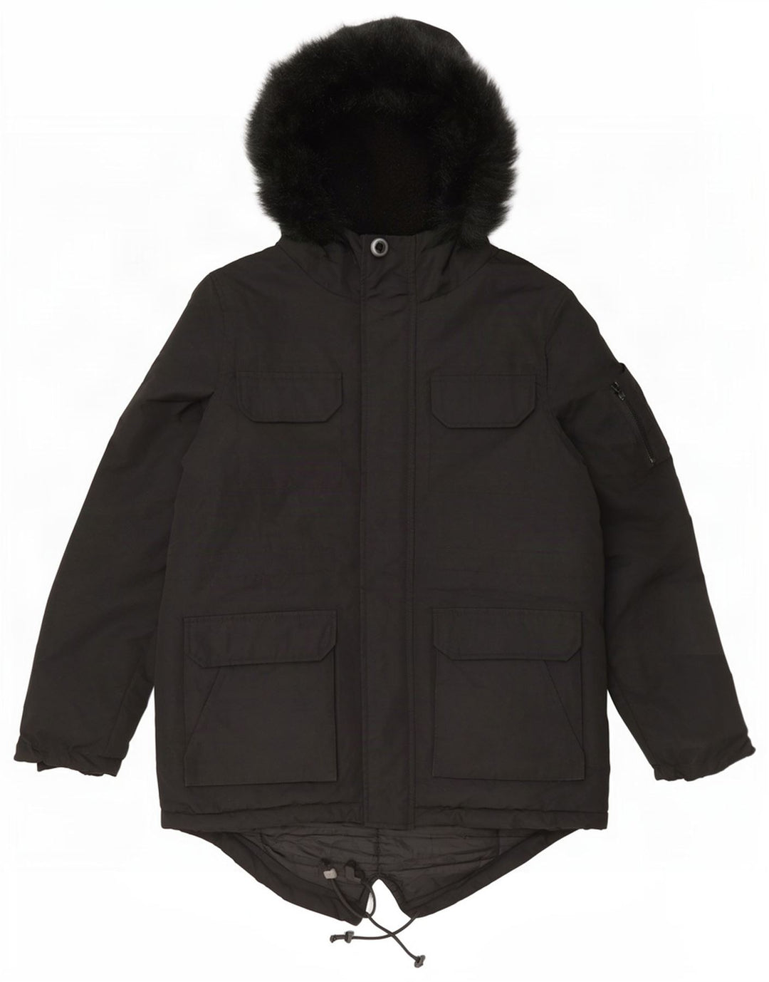 Bellfield Herre Hooded Parka Jacket UK 38 Medium Black Polyester