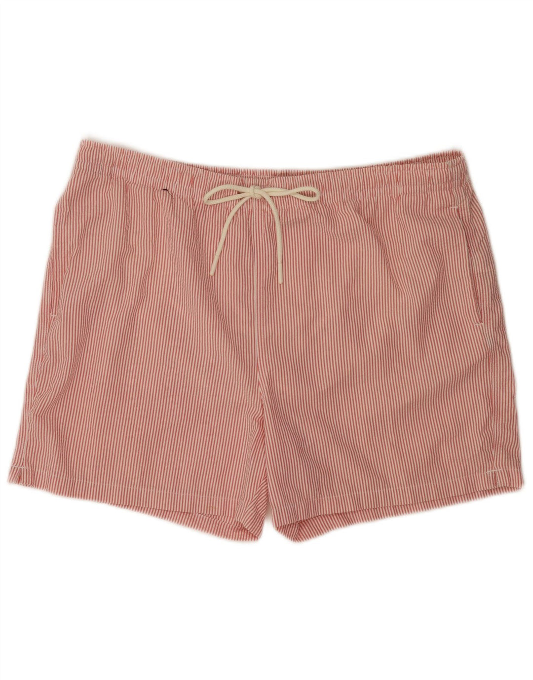 MARKS & SPENCER Badeshorts til mænd XL Rød nålestribet bomuld