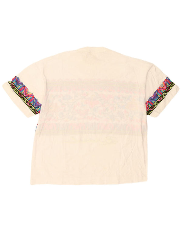 Vintage dame grafisk t-shirt top UK 18 XL hvid bomuld