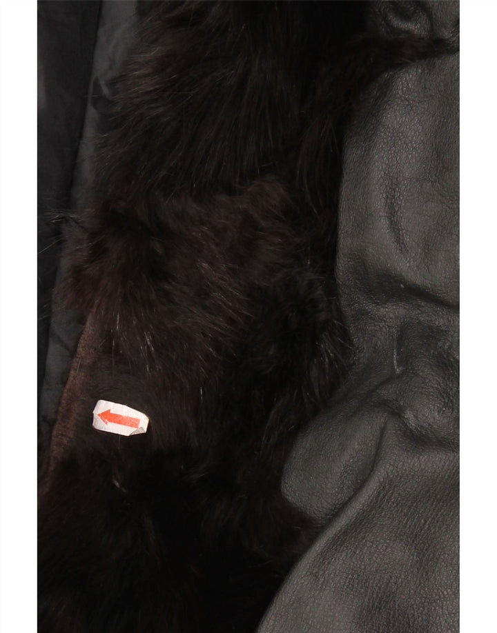 Vintage damepels læderjakke UK 14 Medium Sort