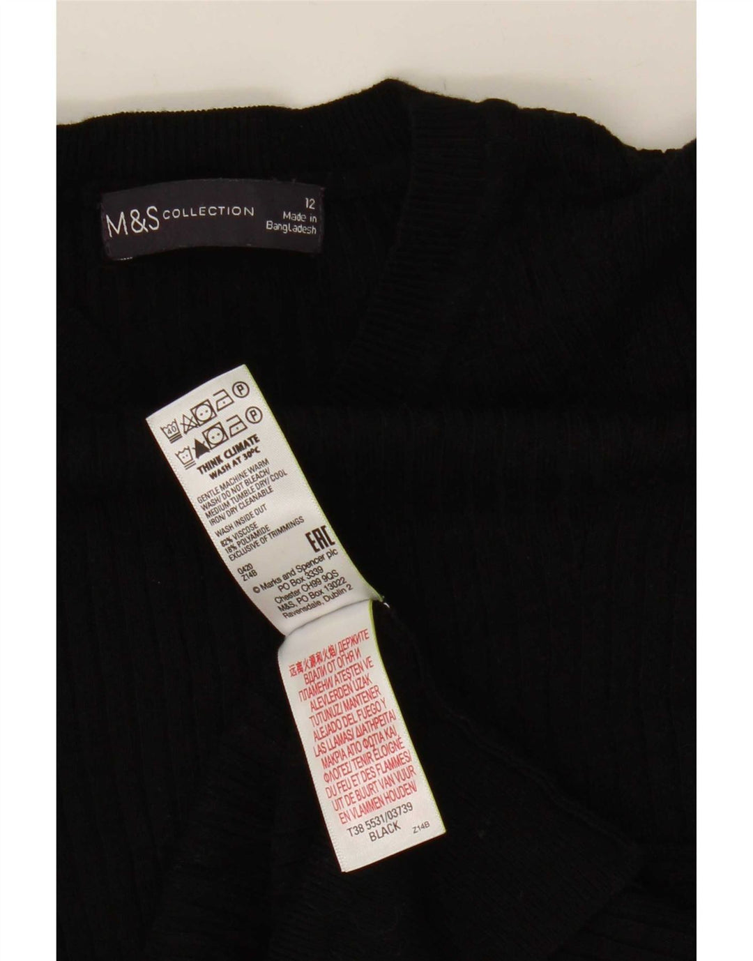 Marks & Spencer Kvinder kortærmet Crop Bluse Top UK 12 Medium Black