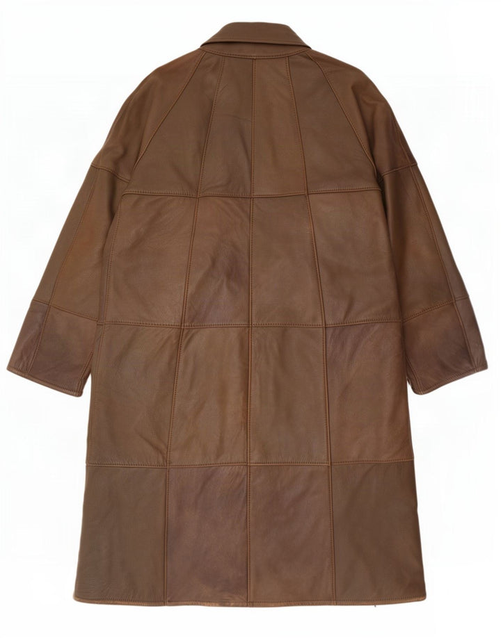 Vintage læderfrakke til kvinder UK 12 Medium Khaki