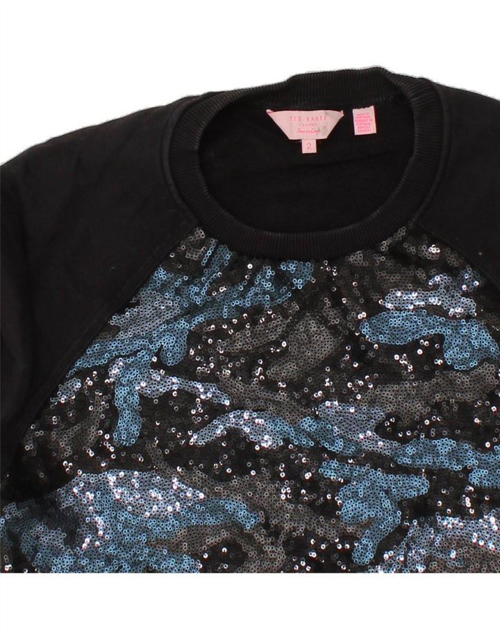 TED BAKER Womens Sweatshirt Jumper Size 2 Medium Black Cotton Vintage Ted Baker and Second-Hand Ted Baker from Messina Hembry 