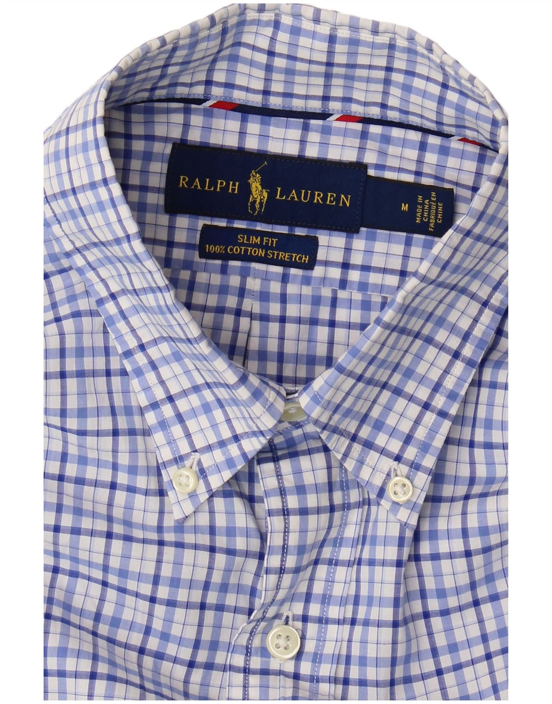 Ralph Lauren Herre Slim Fit skjorte mellemblå ternet bomuld