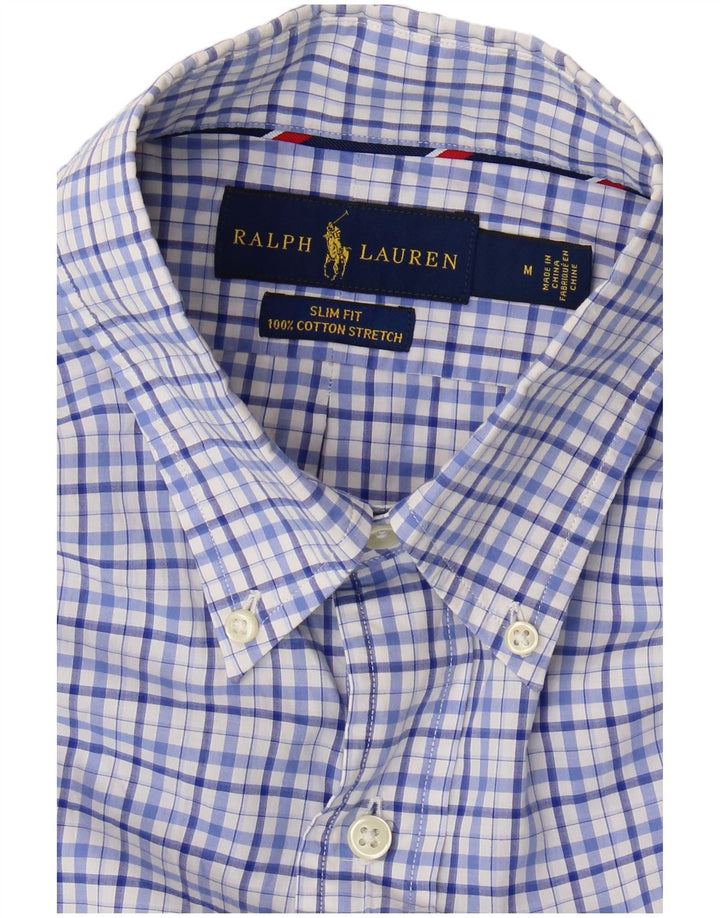 Ralph Lauren Herre Slim Fit skjorte mellemblå ternet bomuld