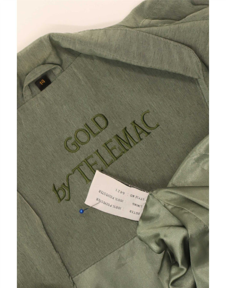 Vintage overfrakke til kvinder UK 14 Stor grøn polyester