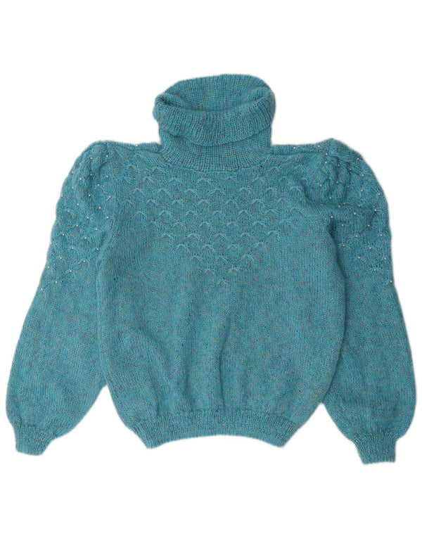 Vintage Dame Rullehals Sweater UK 18 XL Blå