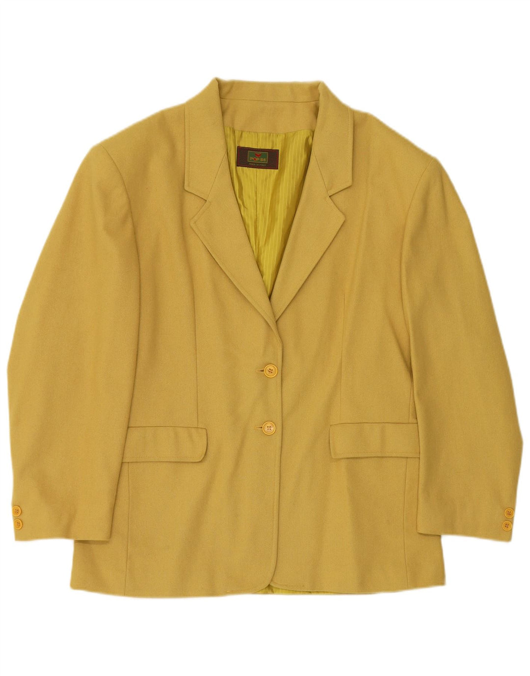 POP 84 Womens 2 Button Blazer Jacket UK 14 Medium Yellow Wool