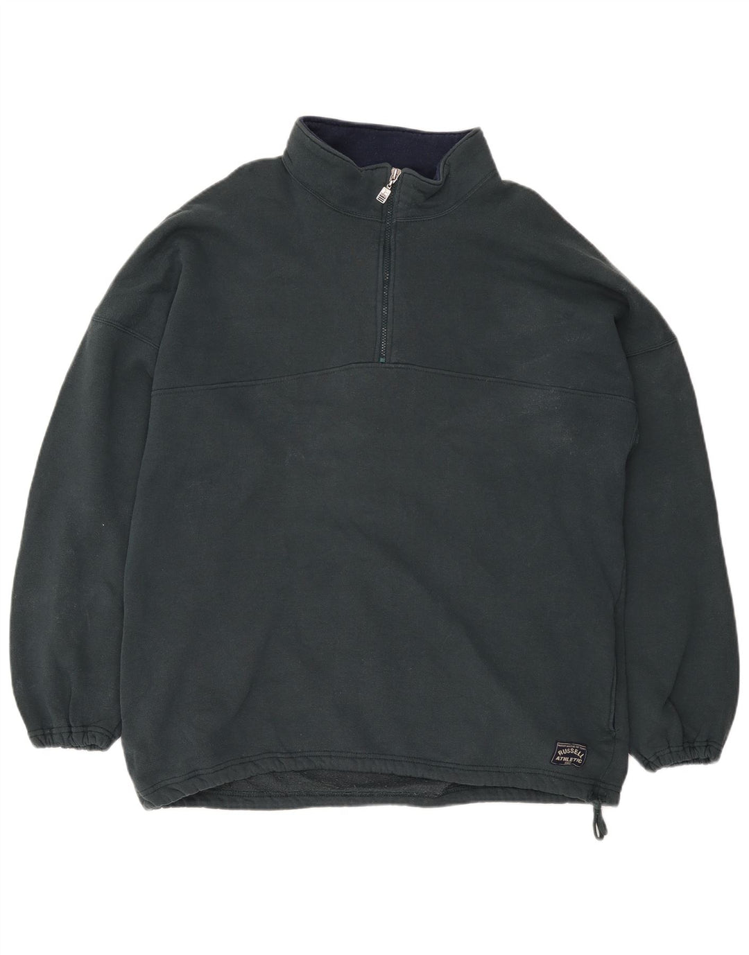 RUSSELL ATHLETIC Herre Zip Neck Sweatshirt Jumper 2XL Blå Bomuld