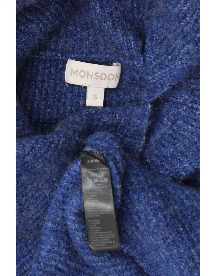 Monsoon Dame Roll Neck Jumper Sweater UK 10 Small Blue Acryl