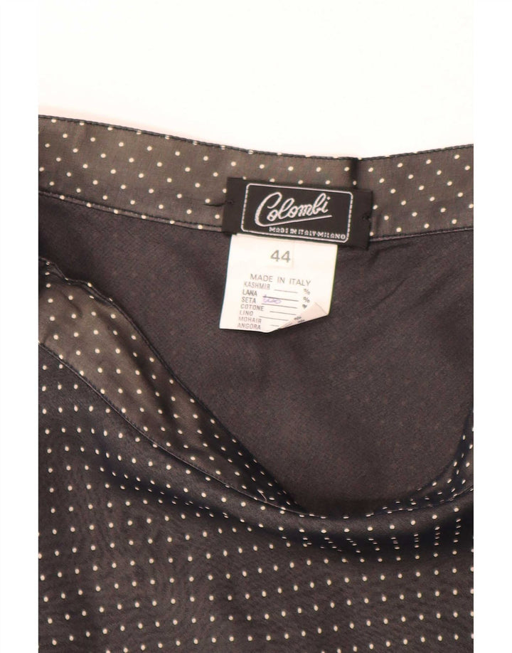 Vintage A-line nederdel til kvinder IT 44 Medium W28 Sort plettet silke