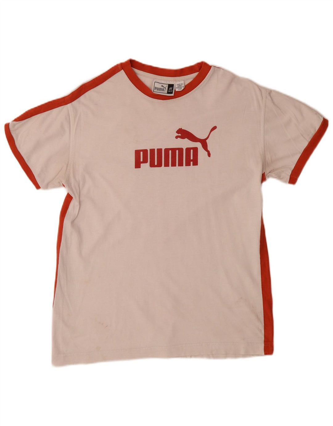 PUMA Grafisk T-shirt top XS til mænd Hvid Colourblock