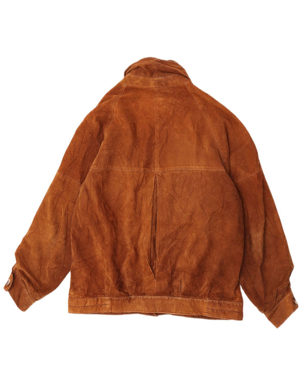 Vintage herre ruskindsjakke IT 54 2XL brunt læder