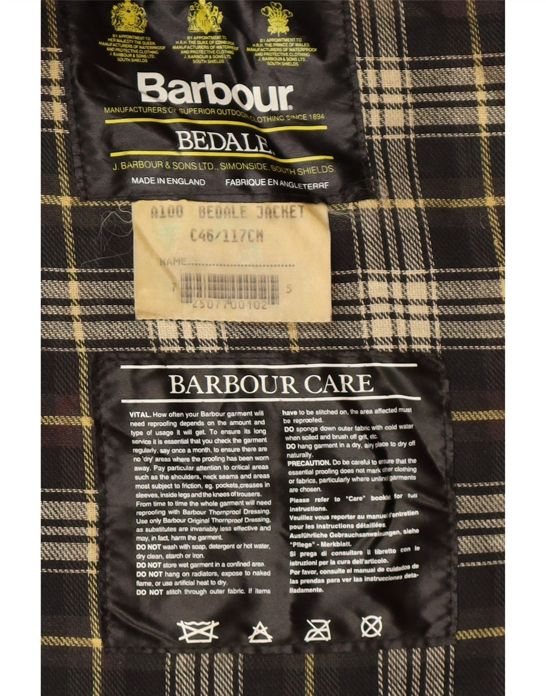 Barbour Herre vokset bomuldsjakke UK 46 3XL Khaki Bomuld