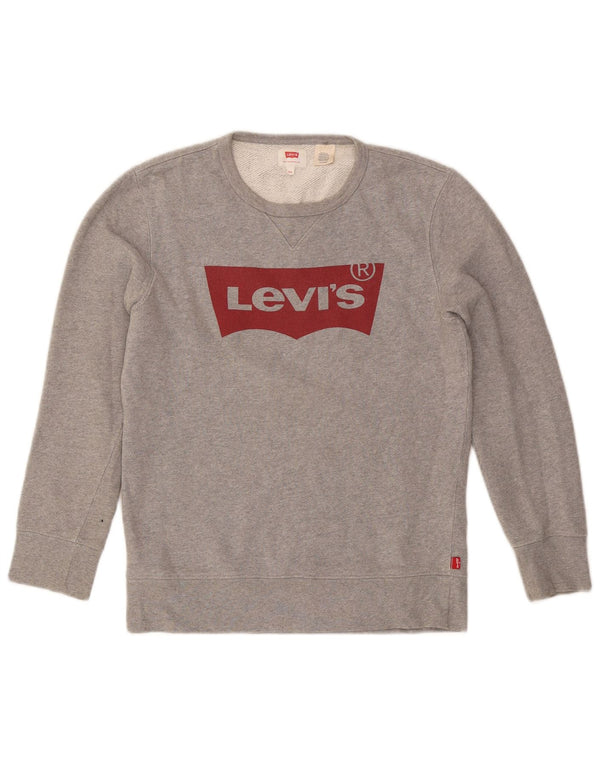 Levi's Dame grafisk sweatshirt Jumper UK 6 XS Grå Bomuld
