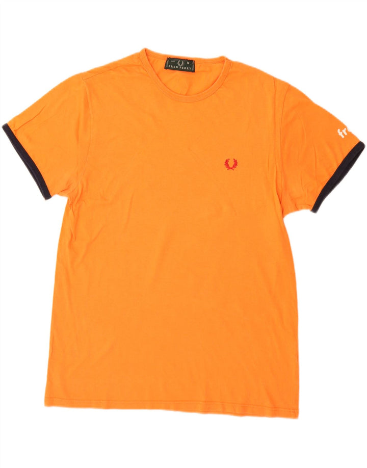 Fred Perry Herre T-Shirt Top Medium Orange Bomuld
