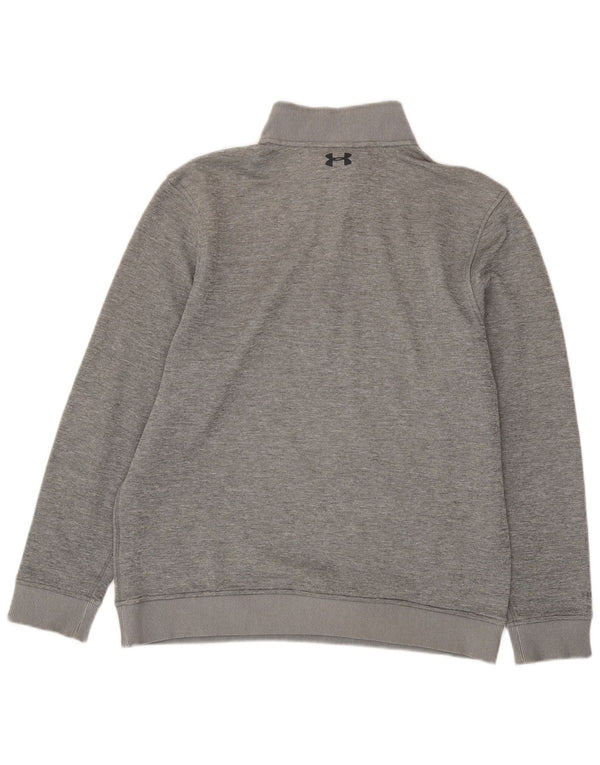 Under Armour Herre Cold Gear Zip Neck Sweatshirt Jumper Large Grå Flecked