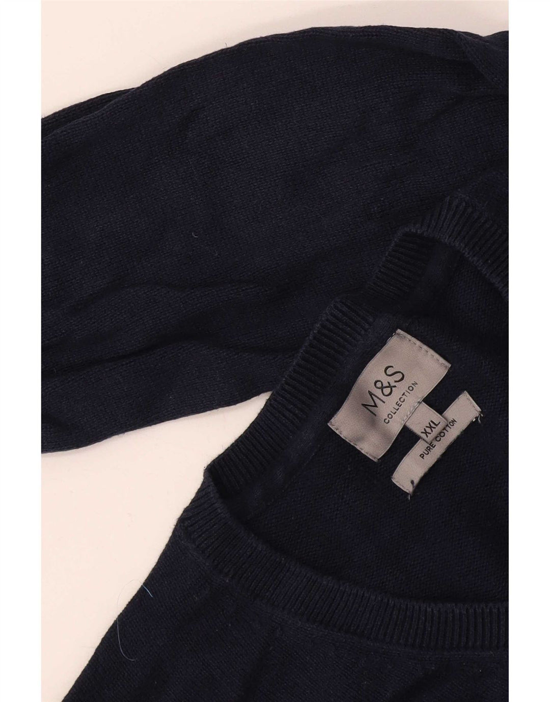 Marks & Spencer Herre V-hals sweater 2XL marineblå bomuld