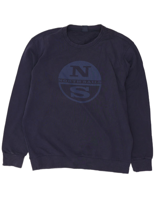 North Sails Herre Grafisk Sweatshirt Jumper 3XL Navy Blue Bomuld