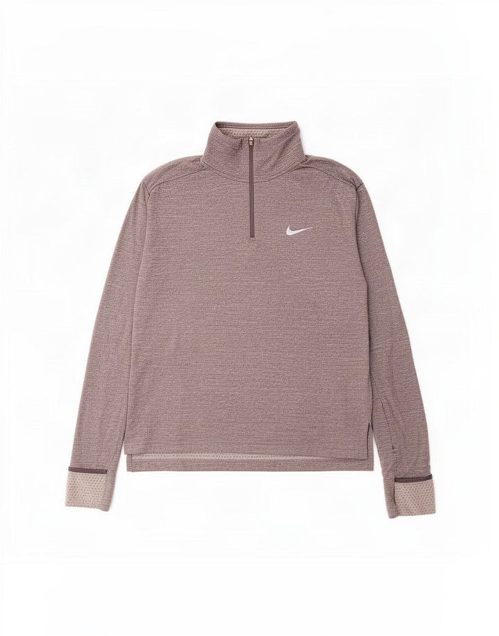 Nike Herre Dri Fit Pullover med lynlås-hals træningsdragt Top mellemgrå polyester