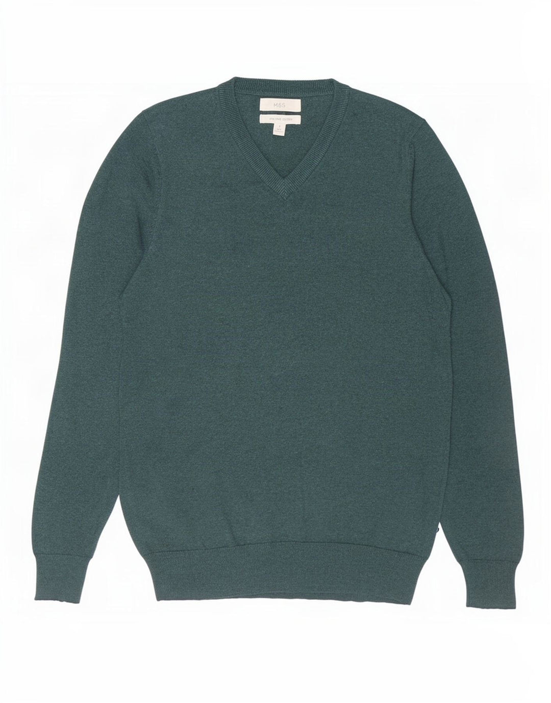 Marks & Spencer Herre V-hals sweater lille grøn bomuld