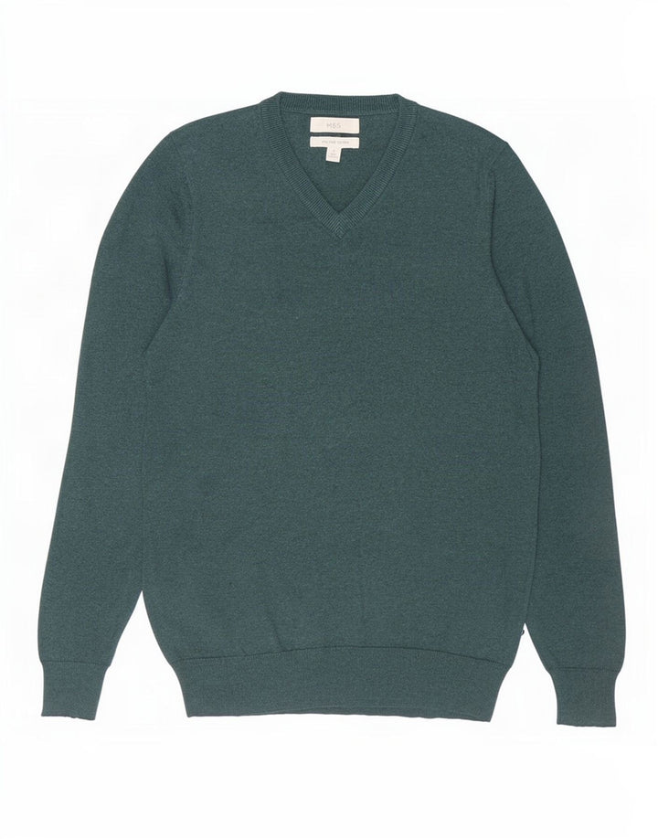 Marks & Spencer Herre V-hals sweater lille grøn bomuld