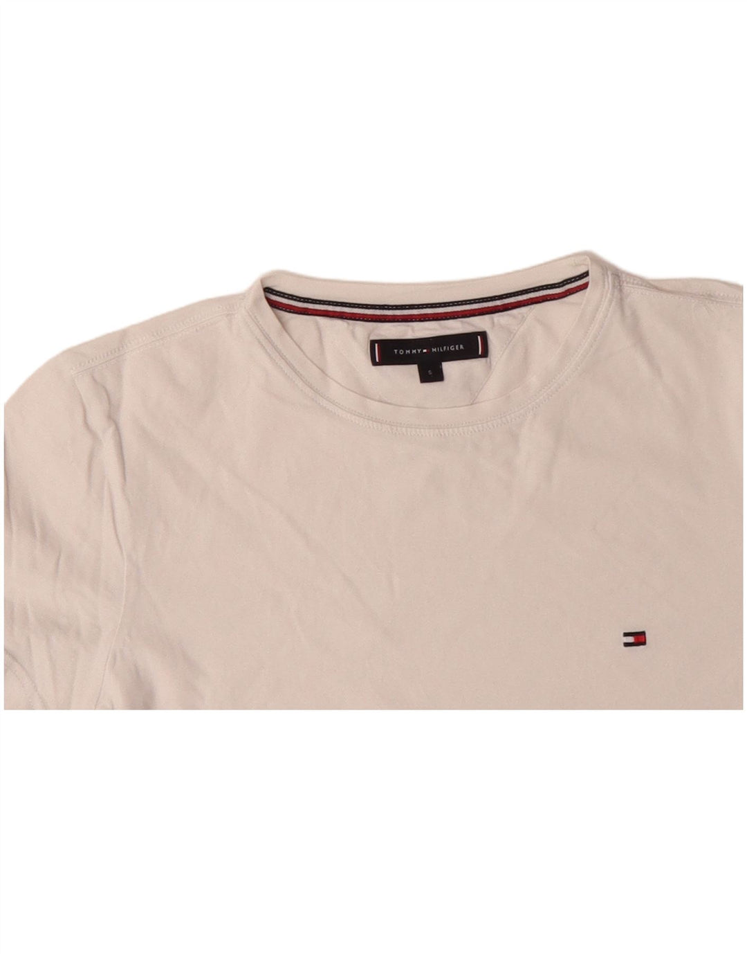 TOMMY HILFIGER Herre T-Shirt Top Lille Hvid Bomuld