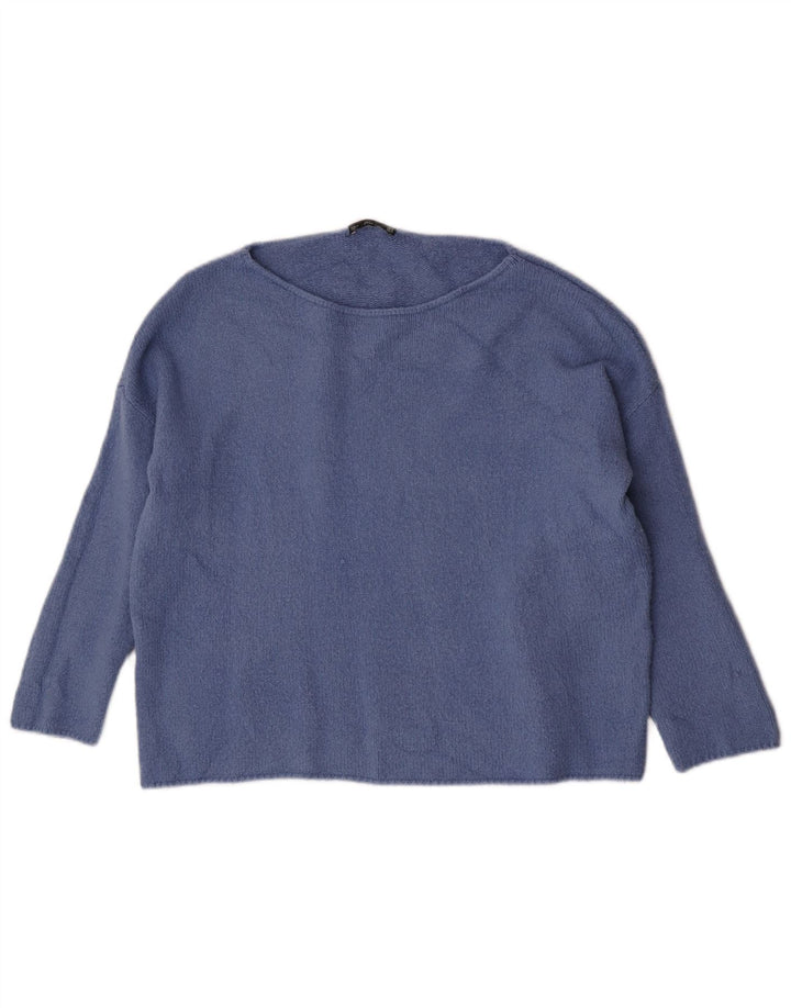 Zara Dame Boat Neck Jumper Sweater UK 14 Medium Blue