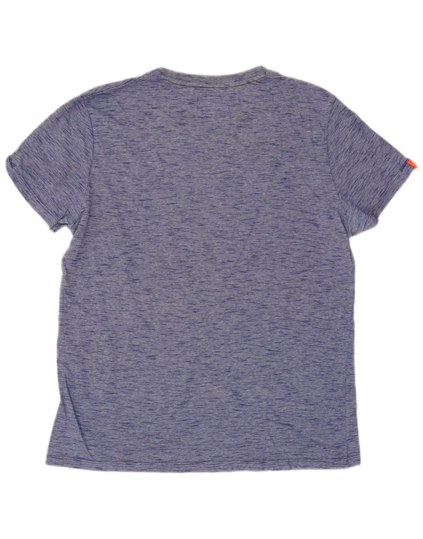 Superdry T-shirt top til mænd, stor blå flækket bomuld