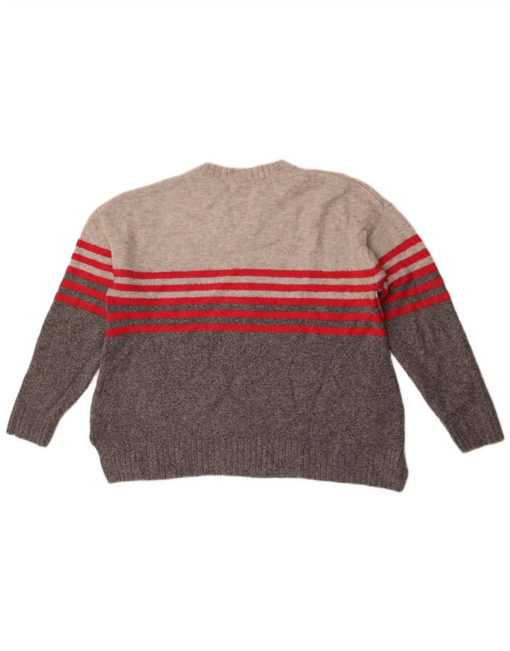 Marks & Spencer Dame sweater med rund hals DK 16 Stor grå stribet