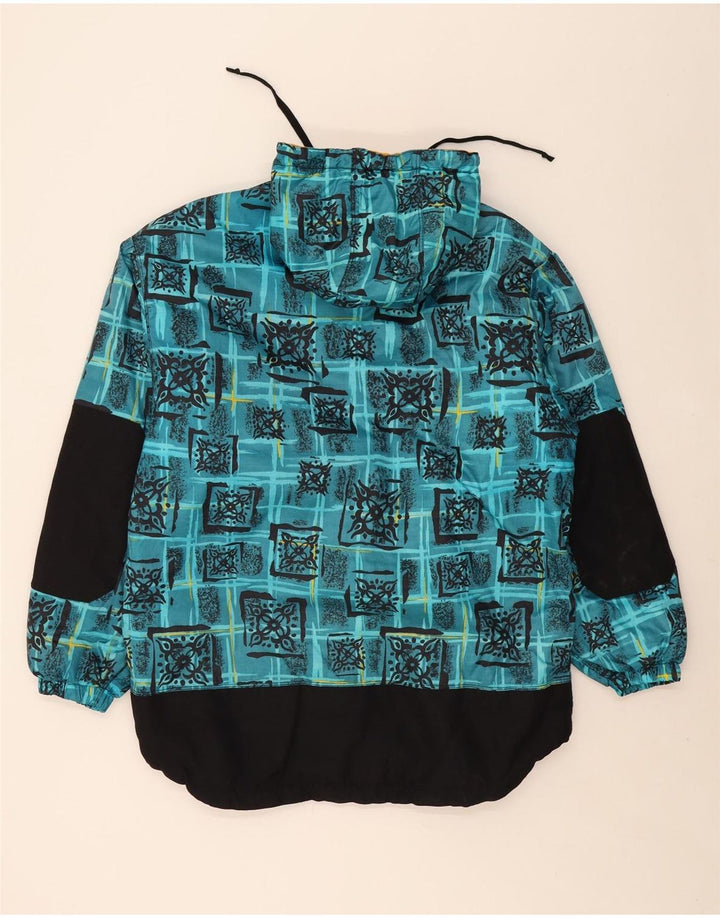 VINTAGE Girls Oversized Hooded Ski Jacket 15-16 Years Blue Geometric