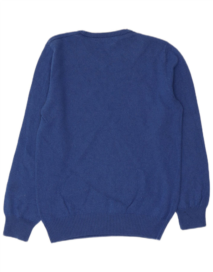 CREW CLOTHING Mens V-Neck Jumper Sweater Small Blue Cashmere