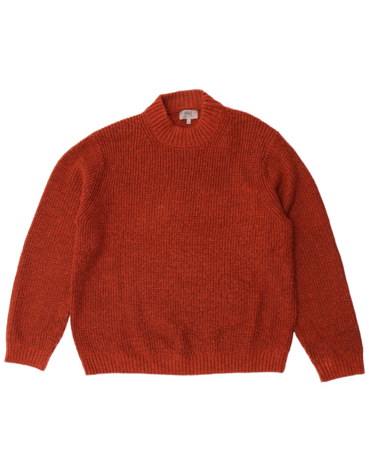 Marks & Spencer Herre Turtle Neck Jumper Sweater XL Maroon Flecked Acryl