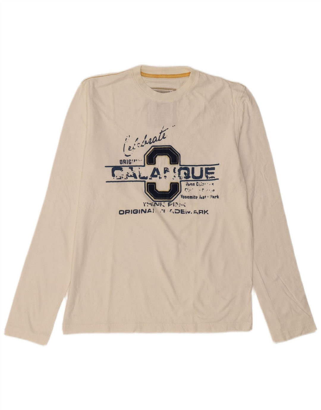 THINK PINK Herre Grafisk Top Langærmet XL Off White Bomuld