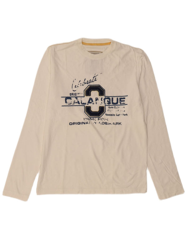 THINK PINK Mens Graphic Top Long Sleeve XL Off White Cotton