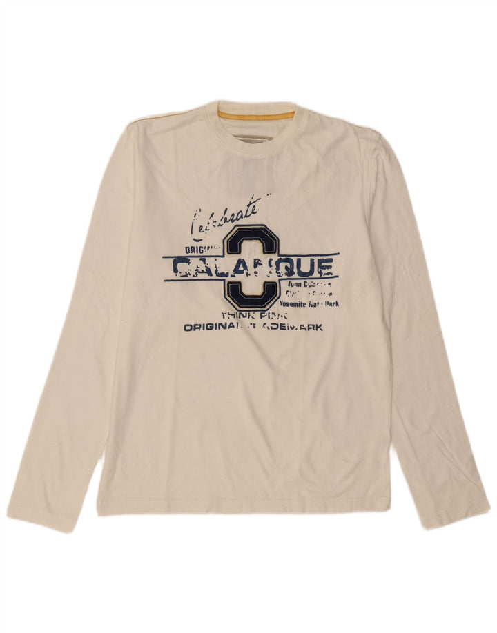 THINK PINK Herre Grafisk Top Langærmet XL Off White Bomuld