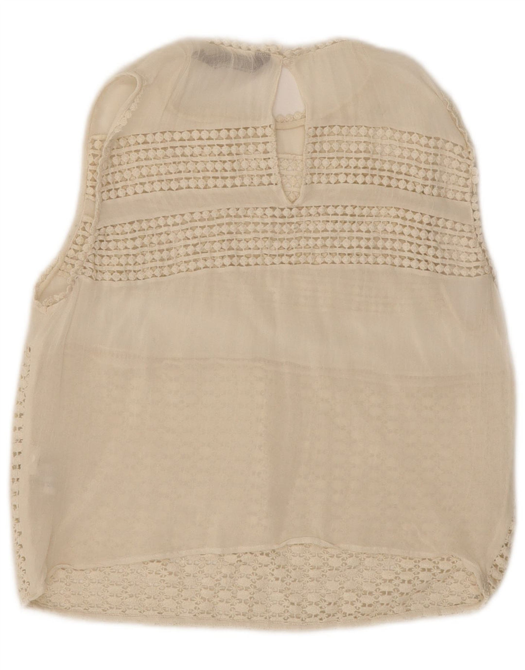 Zara Womens Crop Ærmeløs blondebluse Top UK 12 Medium White Polyester