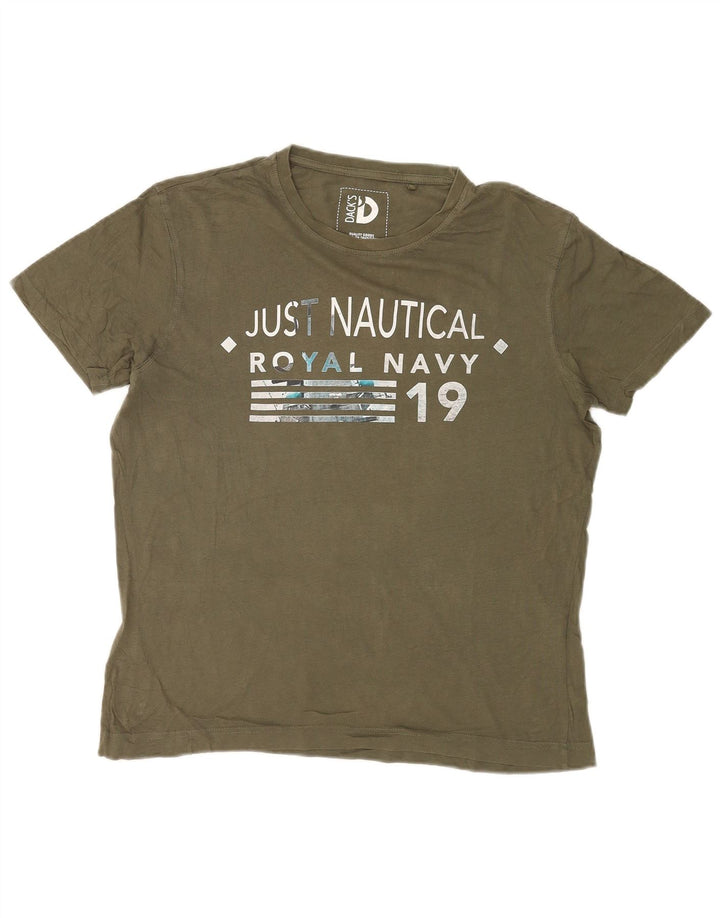 Dacks grafisk T-shirt top til mænd, lille Khaki Bomuld