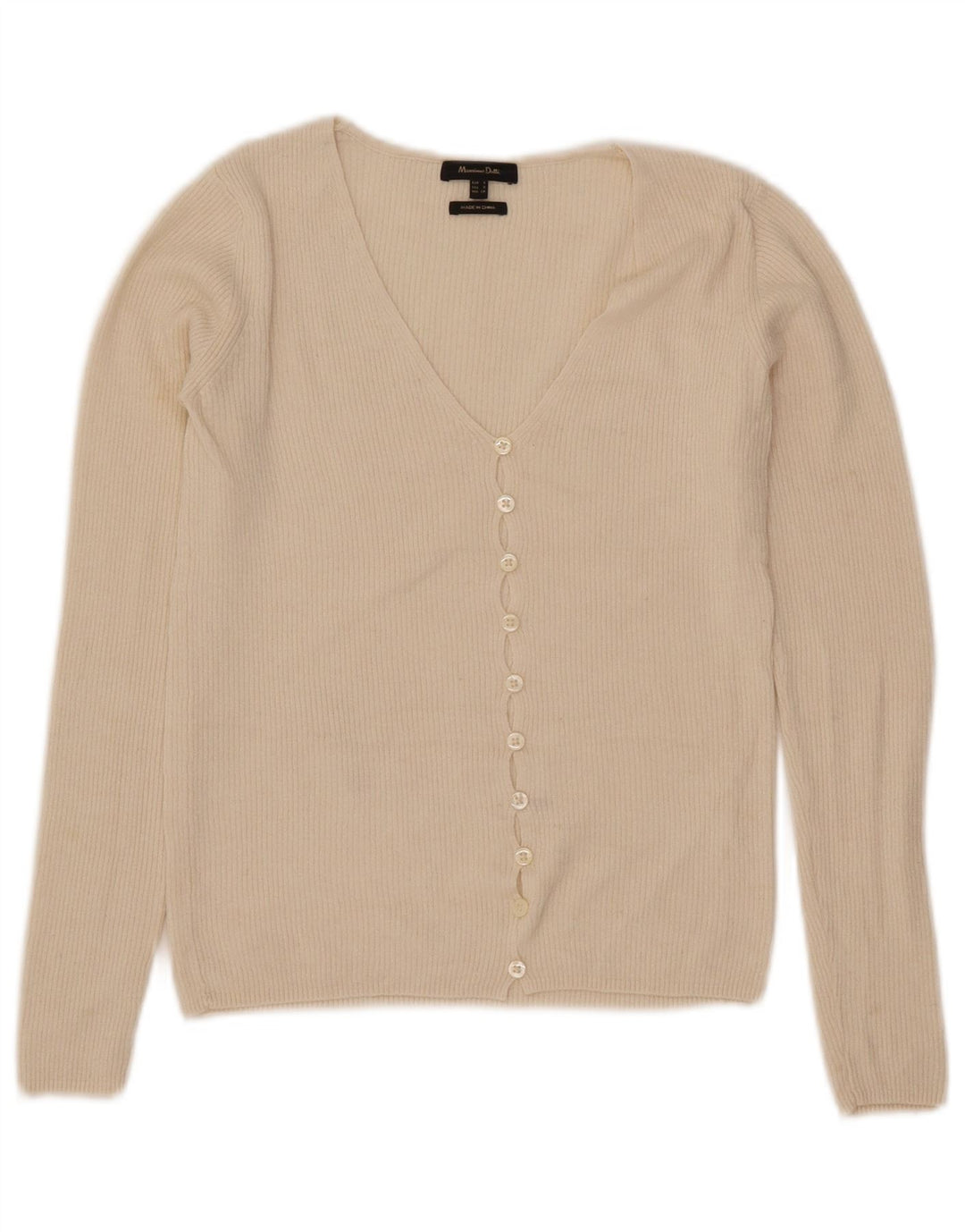 Massimo Dutti Dame Crop Cardigan Sweater UK 8 Small Off White