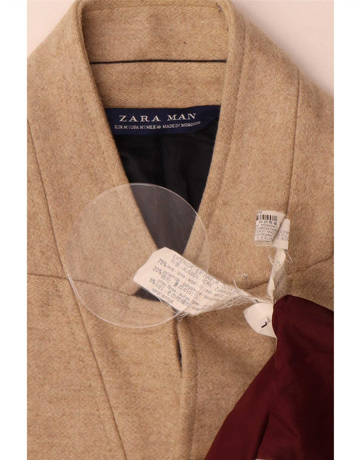 Zara Herre Overfrakke UK 38 Medium Beige Uld
