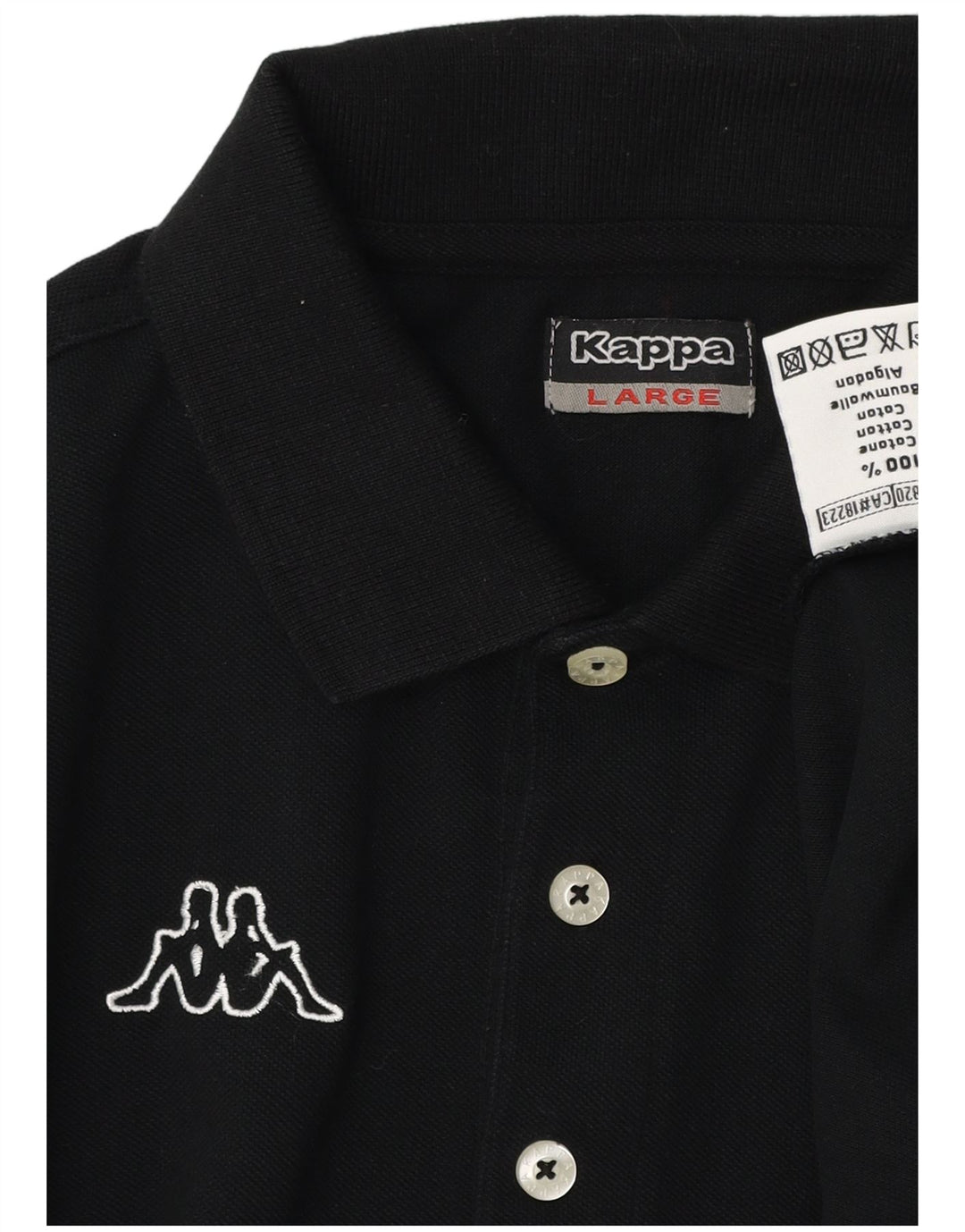 Kappa Herre grafisk poloshirt Stor sort bomuld