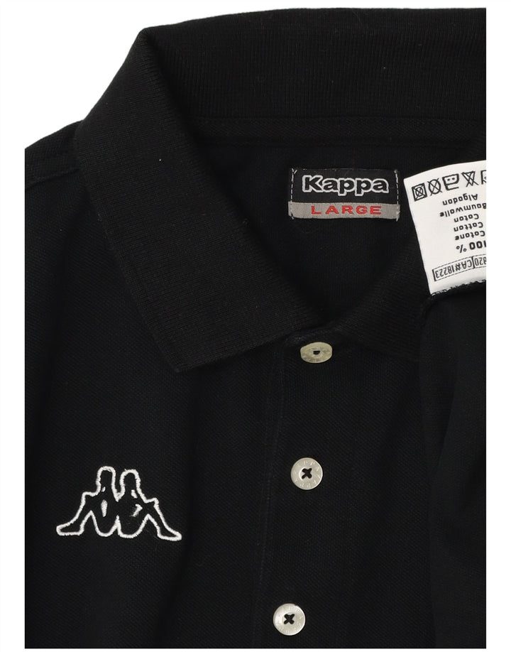 Kappa Herre grafisk poloshirt Stor sort bomuld