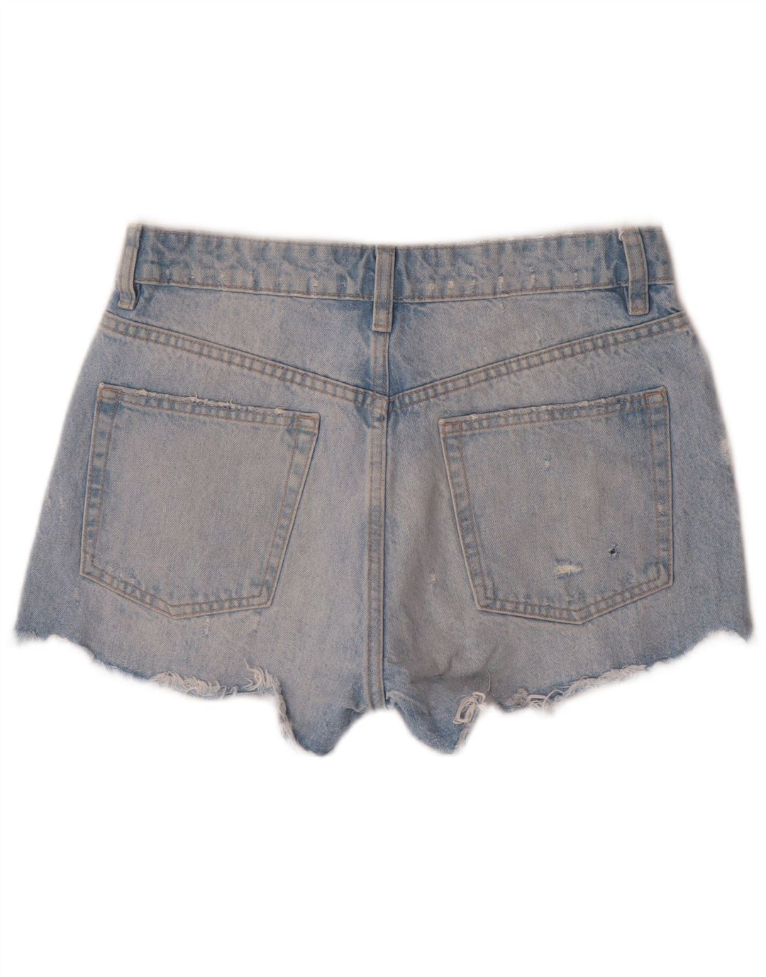 Zara Womens Distressed Denim Shorts EU 38 Small W28 Blue Cotton